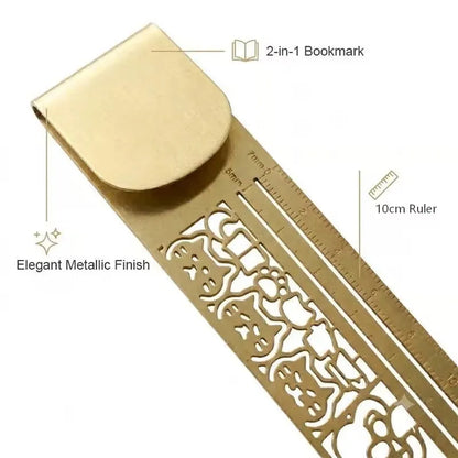 🐱📏Cute Hollow Cat 2-in-1 Brass Bookmark Ruler