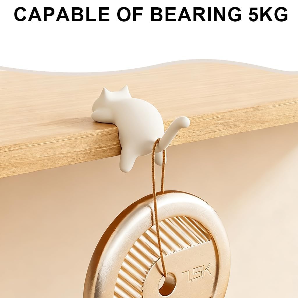 Cute Cat Desk Hook – Self Adhesive Table Side Hanger for Bags