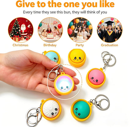 🔥🎁LAST DAY 50% OFF🔥Cute Dumpling Pressable Fidget Keychain - touch sensing light