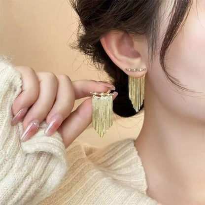 Elegant Gold Fringe Dangle Earrings