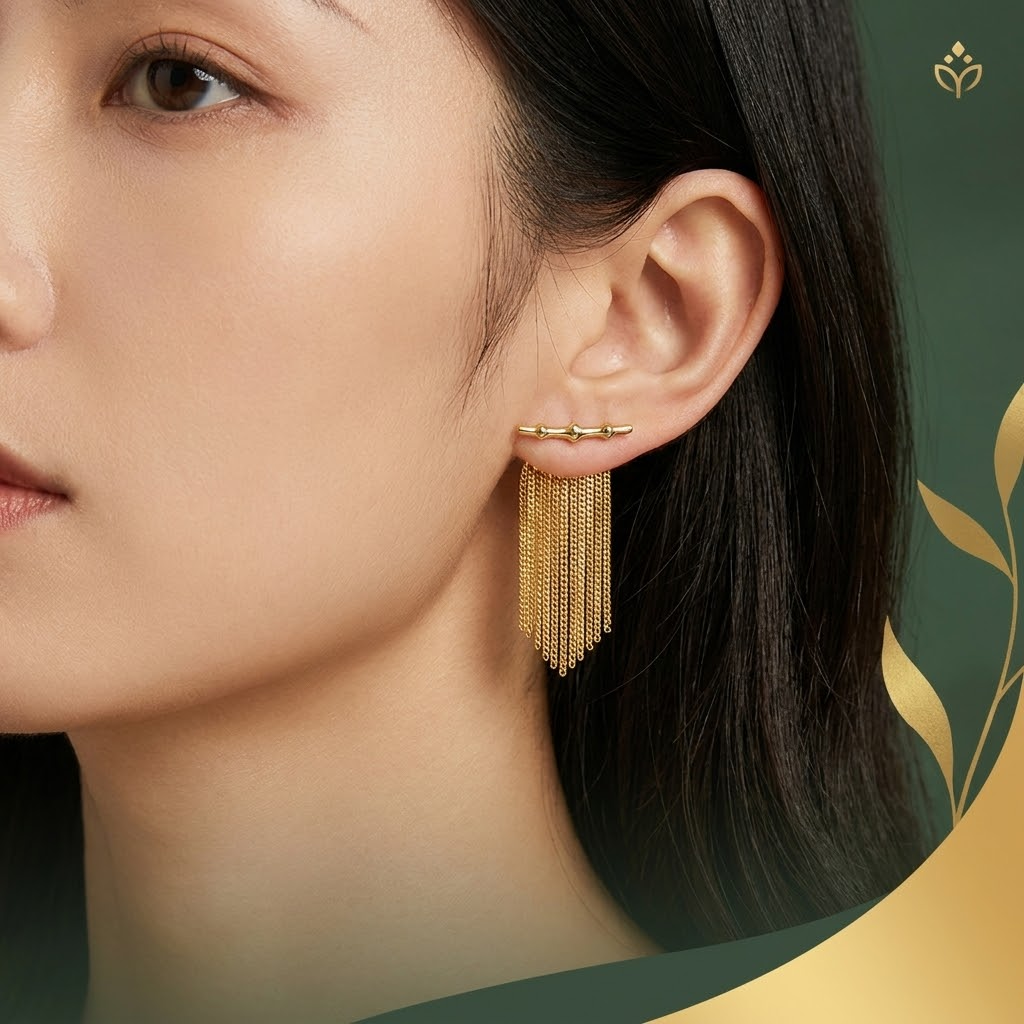 Elegant Gold Fringe Dangle Earrings