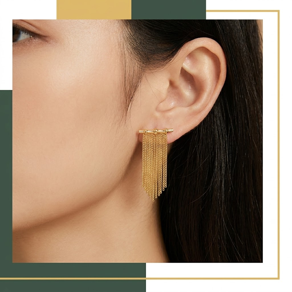 Elegant Gold Fringe Dangle Earrings