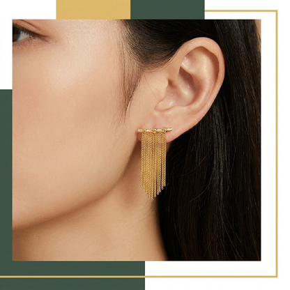 Elegant Gold Fringe Dangle Earrings