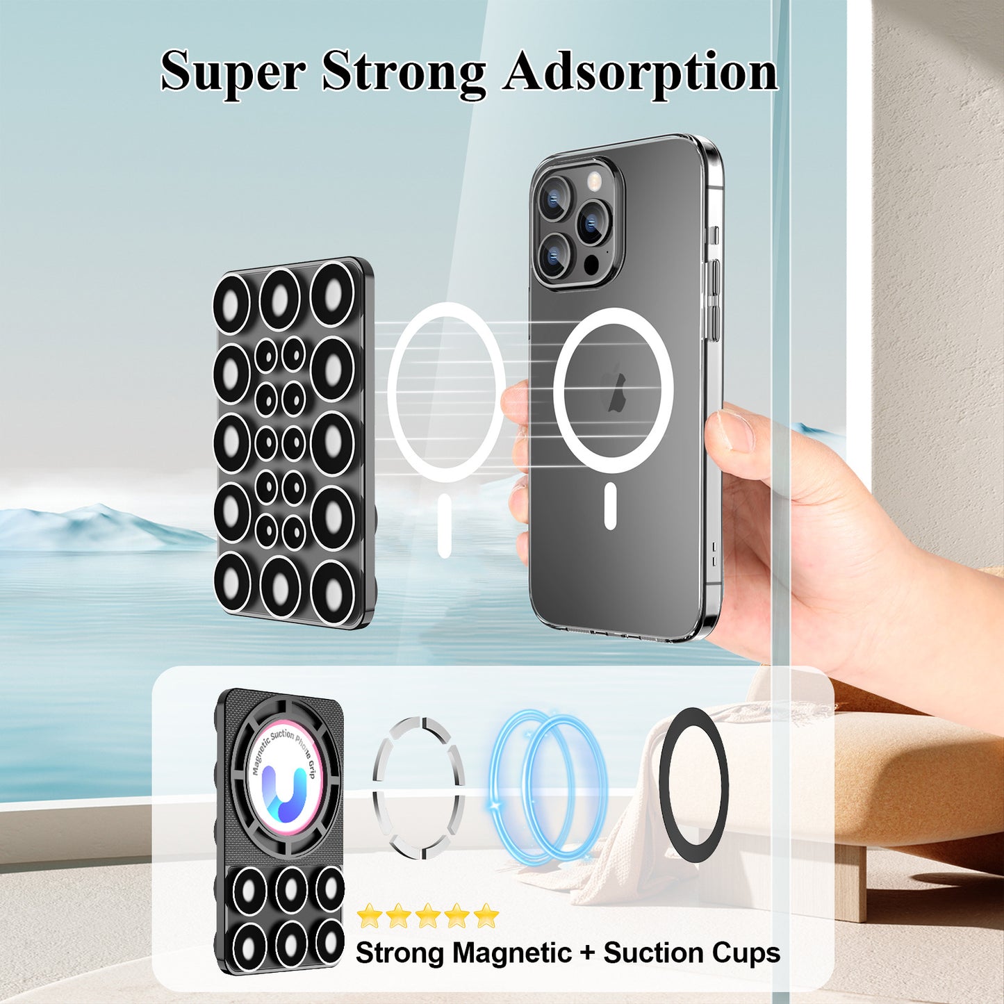 Double-Sided Suction Cup Magnetic Phone Holder