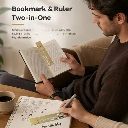 🐱📏Cute Hollow Cat 2-in-1 Brass Bookmark Ruler