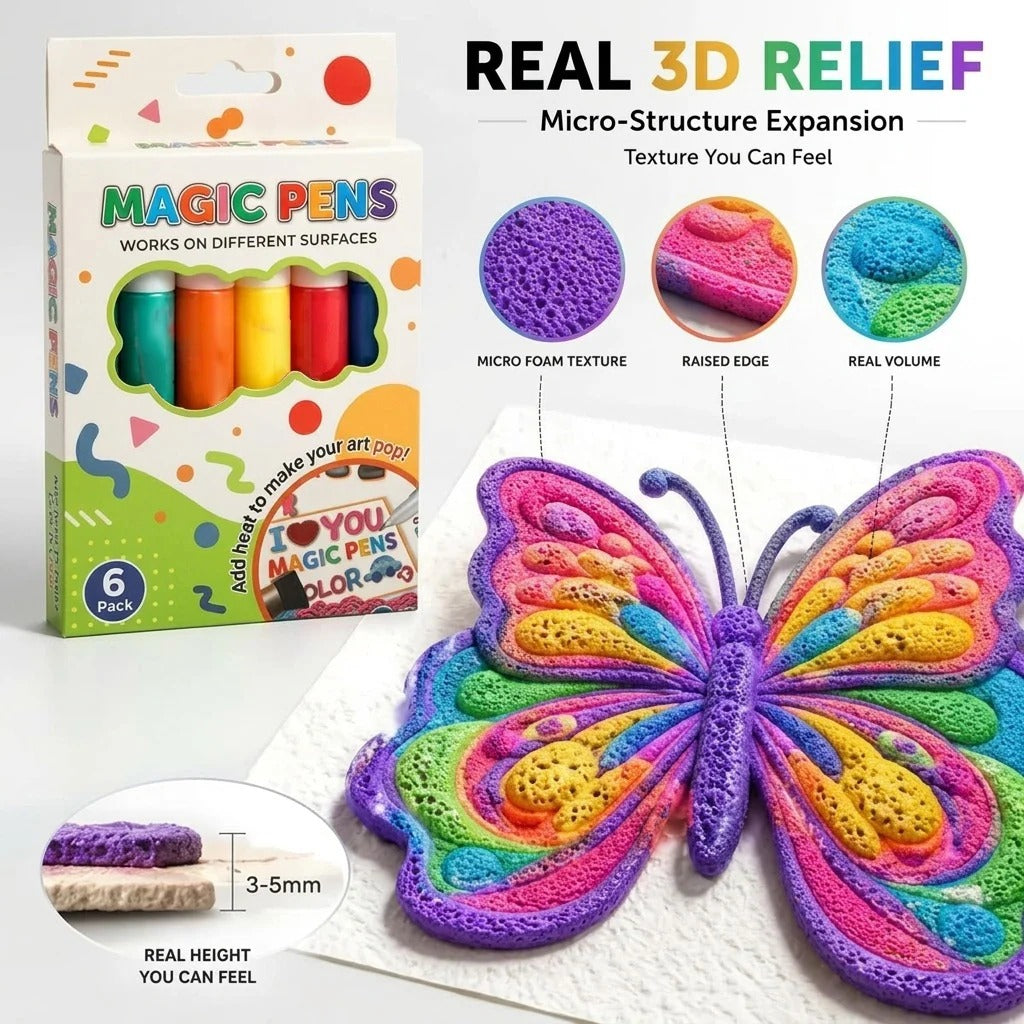 Magic Pen – Draw 3D with one stroke!🎄DIY Bubble Popcorn Drawing Pens