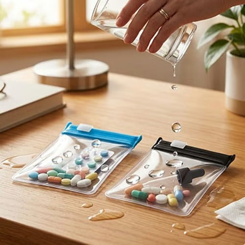 Self-sealing zipper medicine bags