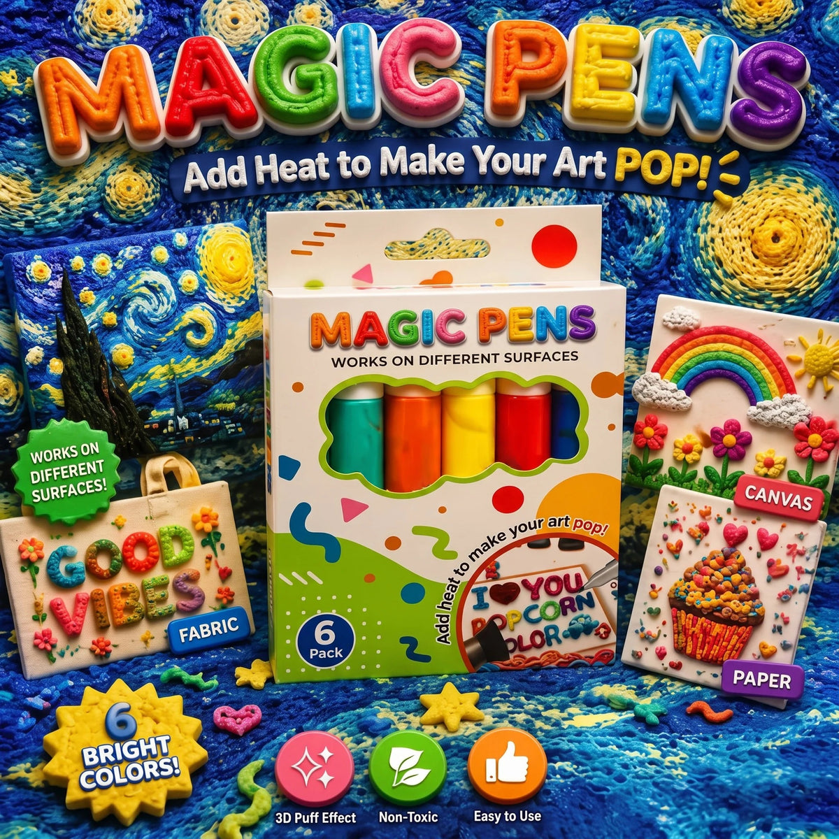 Magic Pen – Draw 3D with one stroke!🎄DIY Bubble Popcorn Drawing Pens