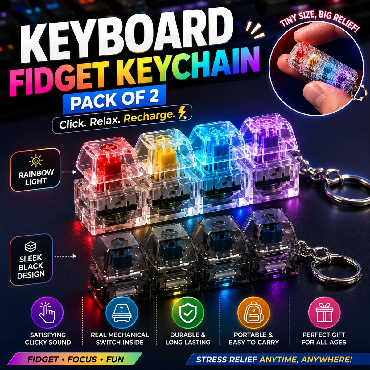 Mechanical Click Board Keychain