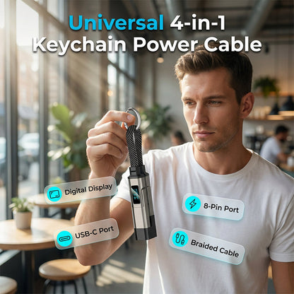 🔌 4-in-1 Charging Cable with Digital Display & Keychain – Fast-Charging