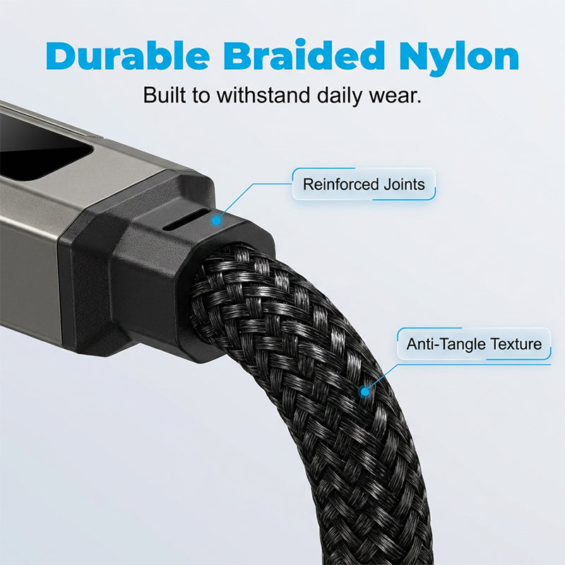 🔌 4-in-1 Charging Cable with Digital Display & Keychain – Fast-Charging