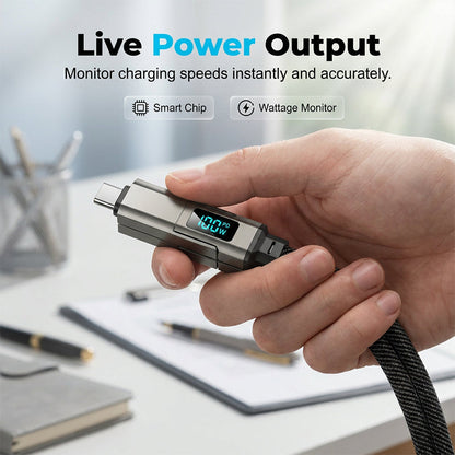 🔌 4-in-1 Charging Cable with Digital Display & Keychain – Fast-Charging